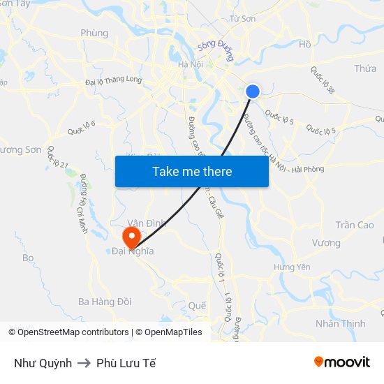 Như Quỳnh to Phù Lưu Tế map