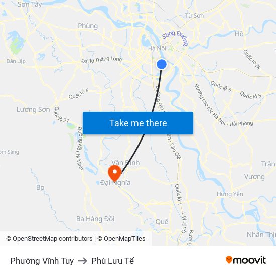 Phường Vĩnh Tuy to Phù Lưu Tế map