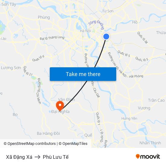 Xã Đặng Xá to Phù Lưu Tế map