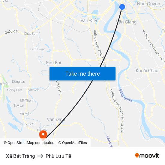 Xã Bát Tràng to Phù Lưu Tế map