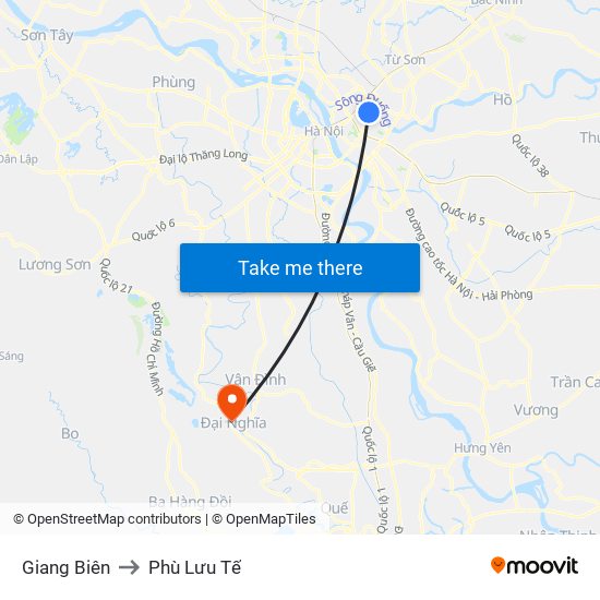 Giang Biên to Phù Lưu Tế map