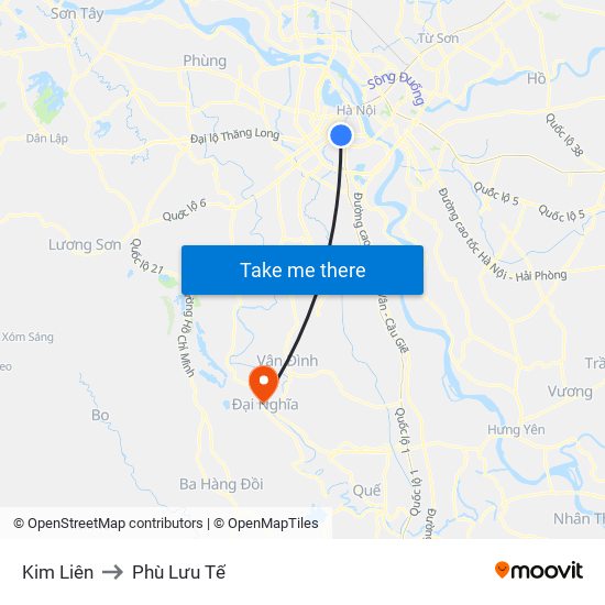 Kim Liên to Phù Lưu Tế map