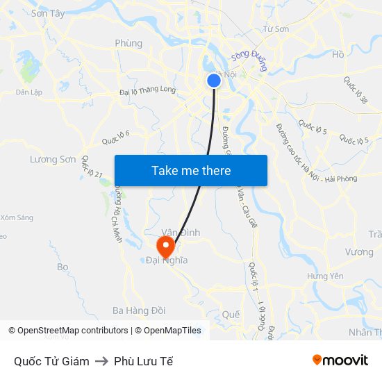 Quốc Tử Giám to Phù Lưu Tế map