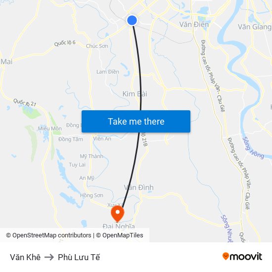 Văn Khê to Phù Lưu Tế map