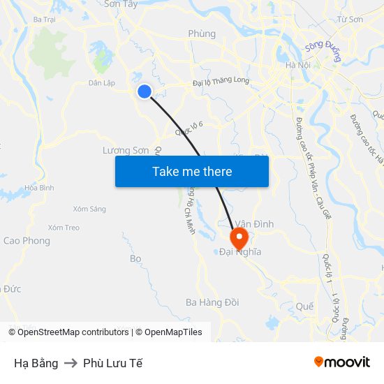 Hạ Bằng to Phù Lưu Tế map