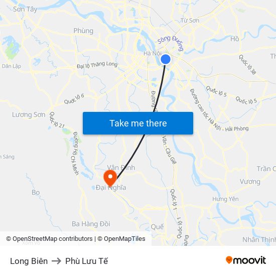 Long Biên to Phù Lưu Tế map