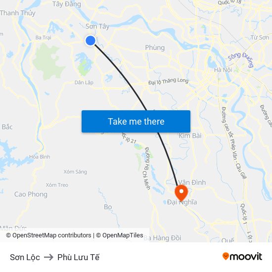 Sơn Lộc to Phù Lưu Tế map