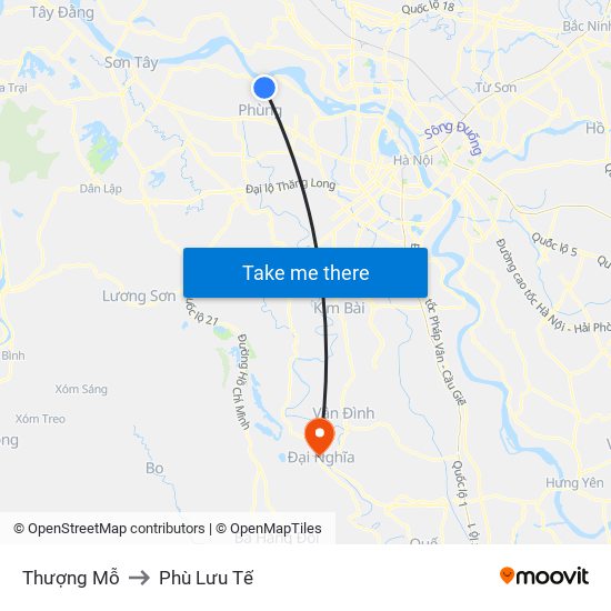 Thượng Mỗ to Phù Lưu Tế map