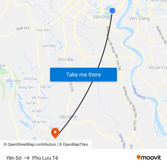 Yên Sở to Phù Lưu Tế map