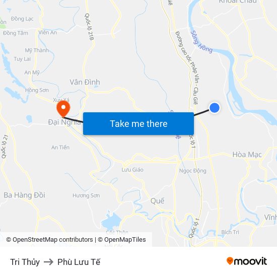 Tri Thủy to Phù Lưu Tế map