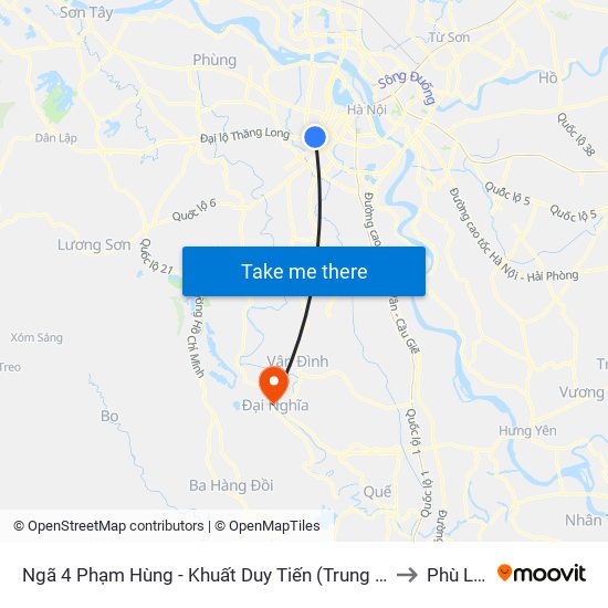 Ngã 4 Phạm Hùng - Khuất Duy Tiến (Trung Tâm Hội Nghị Quốc Gia) to Phù Lưu Tế map