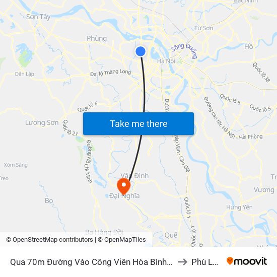 Qua 70m Đường Vào Công Viên Hòa Bình - Phạm Văn Đồng to Phù Lưu Tế map