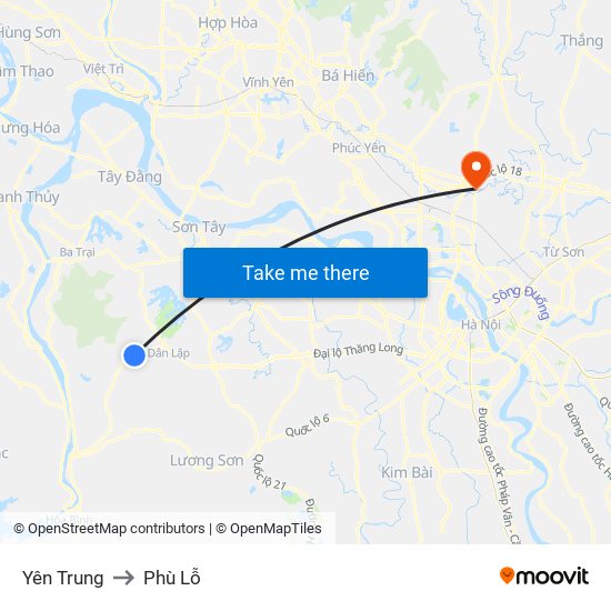 Yên Trung to Phù Lỗ map