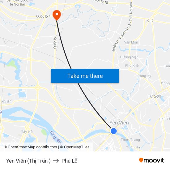 Yên Viên (Thị Trấn ) to Phù Lỗ map