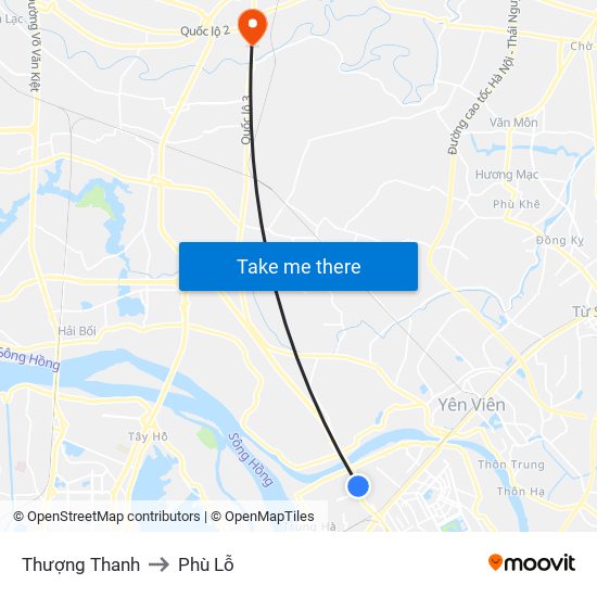 Thượng Thanh to Phù Lỗ map