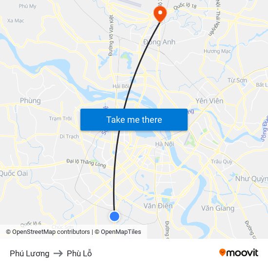 Phú Lương to Phù Lỗ map