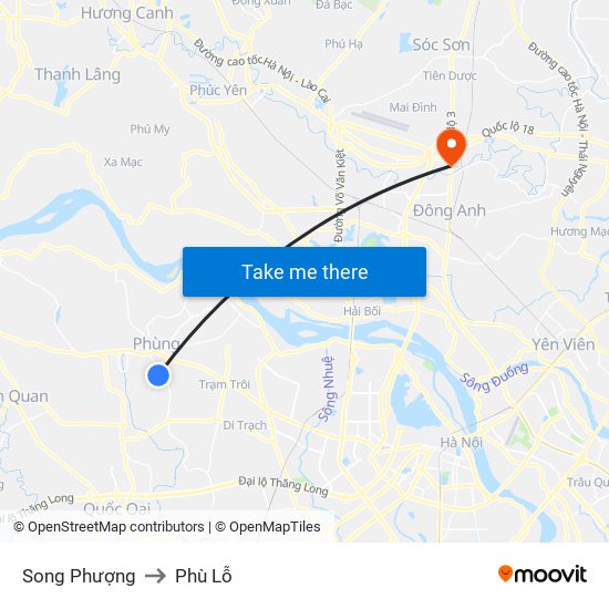 Song Phượng to Phù Lỗ map