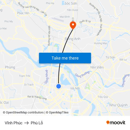 Vĩnh Phúc to Phù Lỗ map