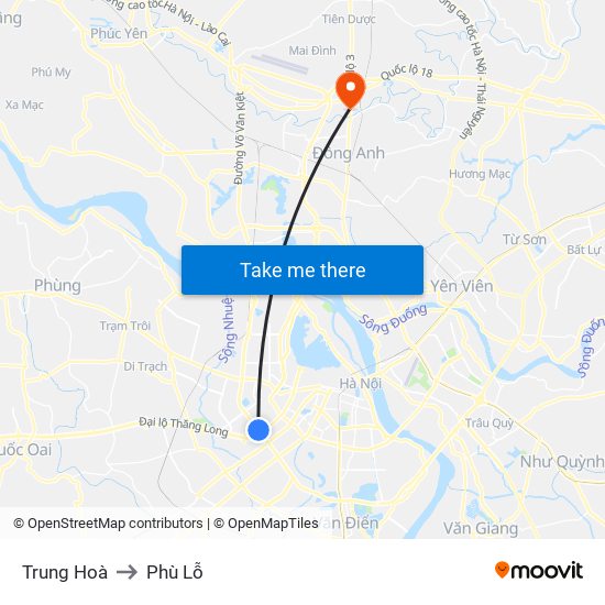 Trung Hoà to Phù Lỗ map