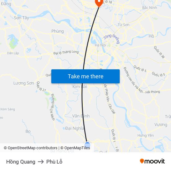 Hồng Quang to Phù Lỗ map