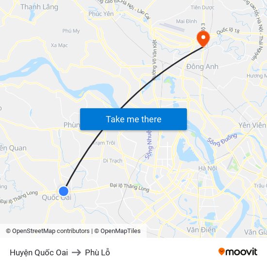 Huyện Quốc Oai to Phù Lỗ map