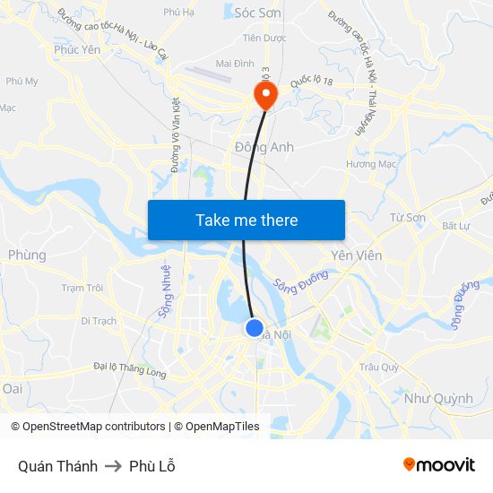 Quán Thánh to Phù Lỗ map