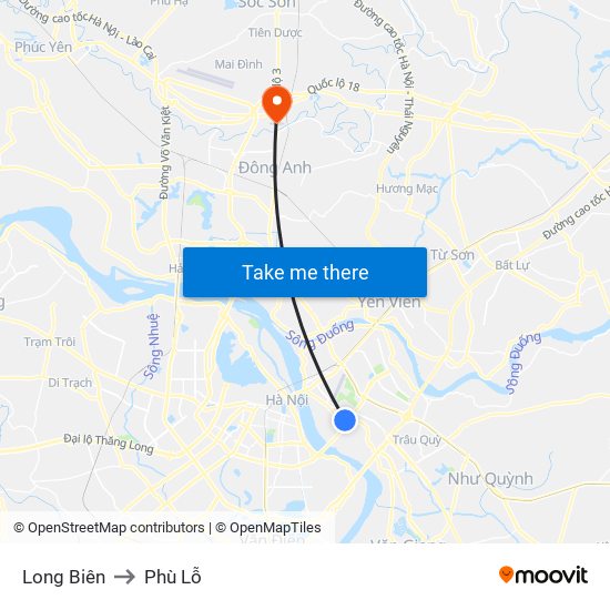 Long Biên to Phù Lỗ map
