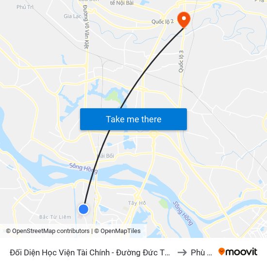 Đối Diện Học Viện Tài Chính - Đường Đức Thắng to Phù Lỗ map