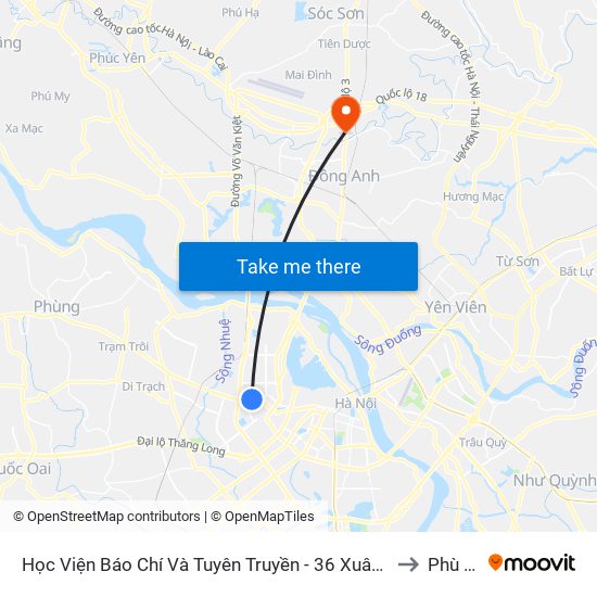 Học Viện Báo Chí Và Tuyên Truyền - 36 Xuân Thủy to Phù Lỗ map