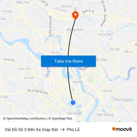 Dải Đỗ Số 3 Bến Xe Giáp Bát to Phù Lỗ map