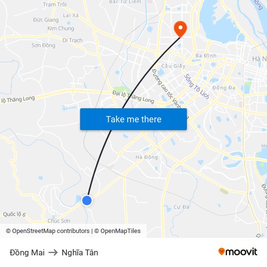 Đồng Mai to Nghĩa Tân map