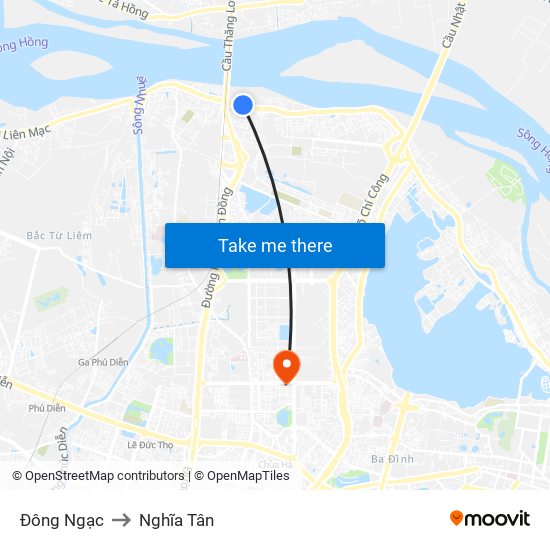 Đông Ngạc to Nghĩa Tân map