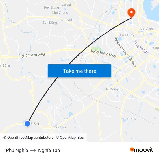 Phú Nghĩa to Nghĩa Tân map