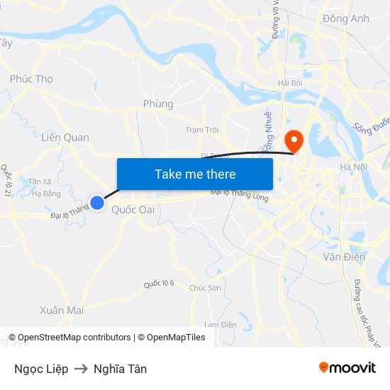 Ngọc Liệp to Nghĩa Tân map