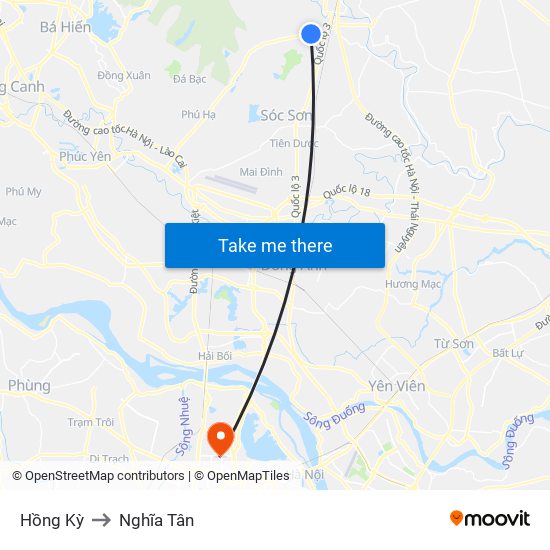 Hồng Kỳ to Nghĩa Tân map