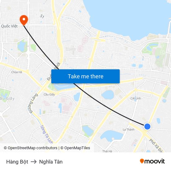 Hàng Bột to Nghĩa Tân map