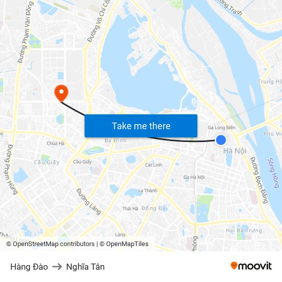 Hàng Đào to Nghĩa Tân map