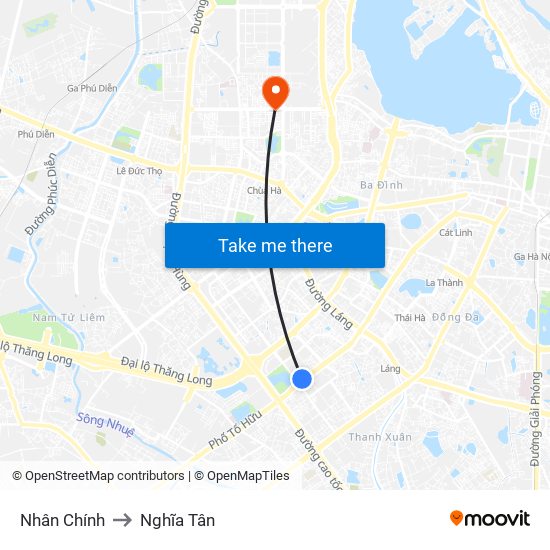 Nhân Chính to Nghĩa Tân map