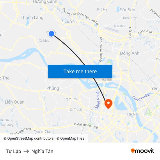 Tự Lập to Nghĩa Tân map