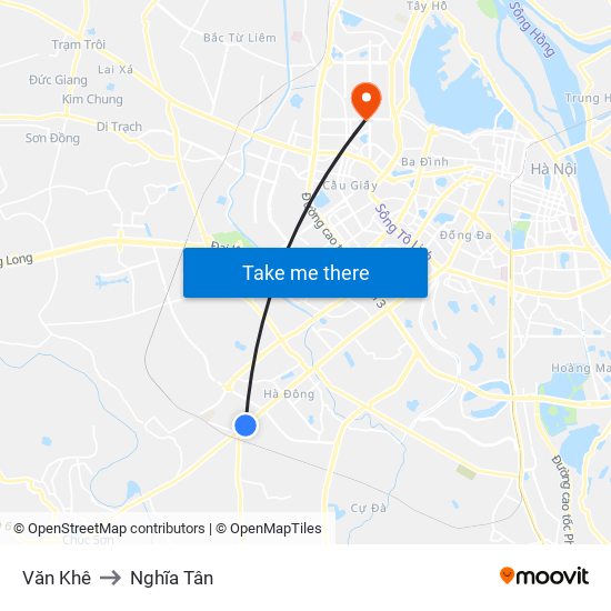Văn Khê to Nghĩa Tân map