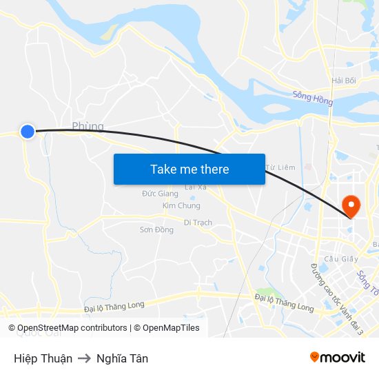 Hiệp Thuận to Nghĩa Tân map