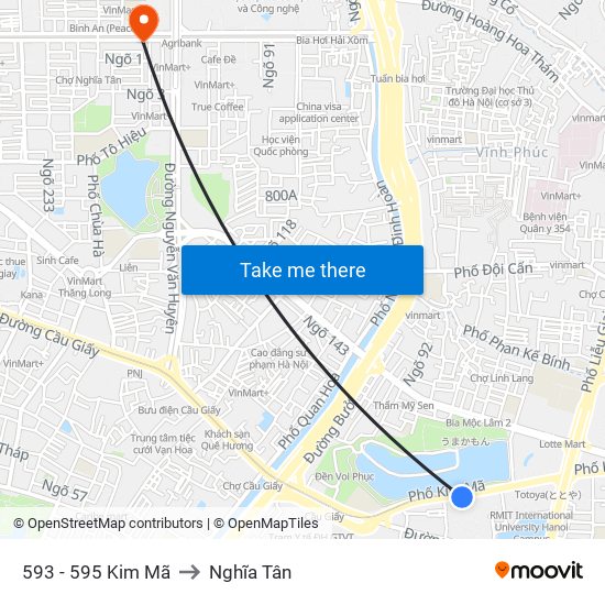 593 - 595 Kim Mã to Nghĩa Tân map