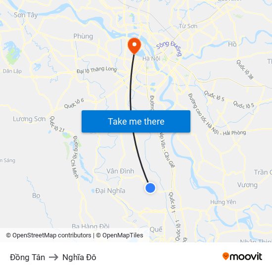 Đồng Tân to Nghĩa Đô map