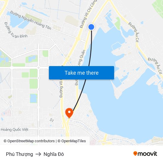 Phú Thượng to Nghĩa Đô map