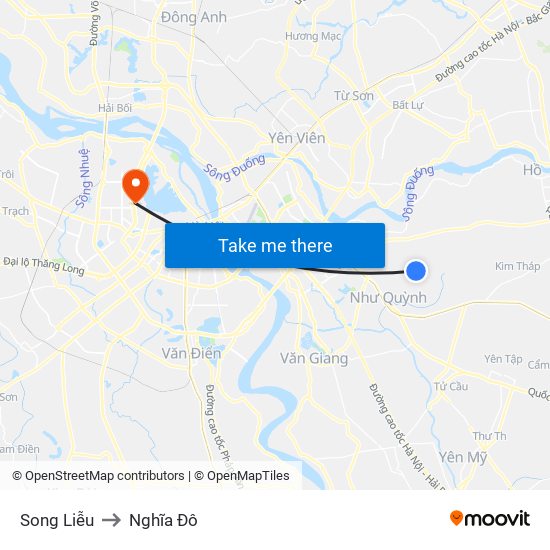 Song Liễu to Nghĩa Đô map