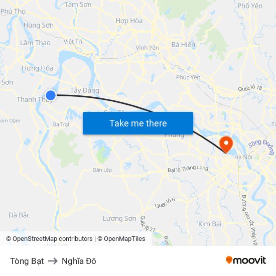 Tòng Bạt to Nghĩa Đô map