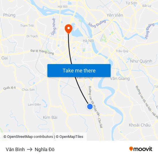 Văn Bình to Nghĩa Đô map