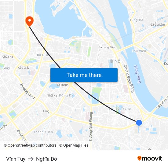 Vĩnh Tuy to Nghĩa Đô map