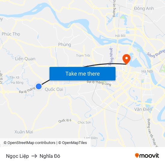 Ngọc Liệp to Nghĩa Đô map