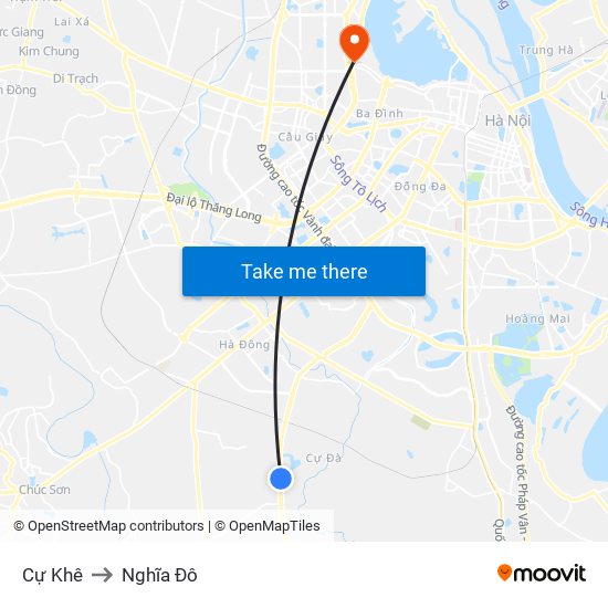 Cự Khê to Nghĩa Đô map